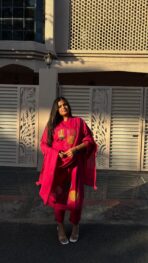 Abeer Pink Embroidered Suit Set - Image 6