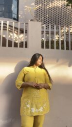 IRA Embroidered Yellow Co-Ord Set - Image 7