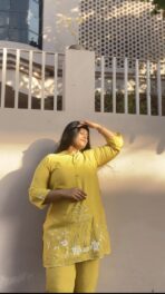 IRA Embroidered Yellow Co-Ord Set