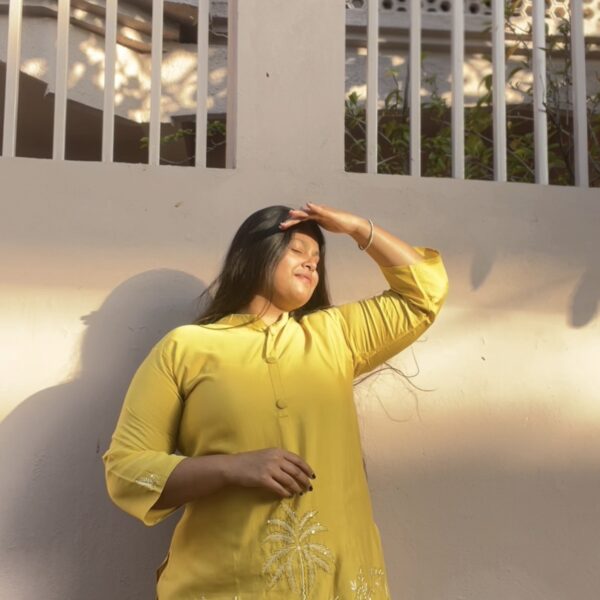 IRA Embroidered Yellow Co-Ord Set