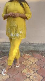 IRA Embroidered Yellow Co-Ord Set - Image 3
