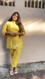IRA Embroidered Yellow Co-Ord Set - Image 5