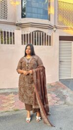 KIFAYAT Embroidered Brown Suit Set - Image 8