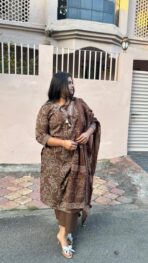 KIFAYAT Embroidered Brown Suit Set - Image 7