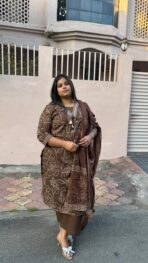 KIFAYAT Embroidered Brown Suit Set - Image 6