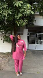 NIYATI Pink Embroidered Co-Ord Set - Image 5