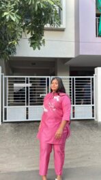 NIYATI Pink Embroidered Co-Ord Set - Image 3