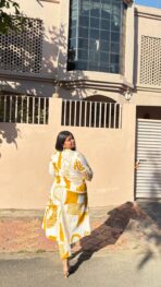 Zareen White & Mustard Printed Co-Ord Set - Image 2