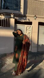 Ruhani Forest Green Printed Suit Set