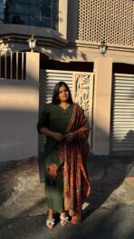 Ruhani Forest Green Printed Suit Set - Image 6