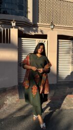 Ruhani Forest Green Printed Suit Set - Image 7