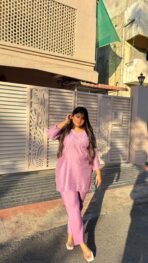 Haya Blush Pink Embroidered Co-Ord Set - Image 5