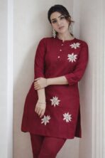 Noor Maroon Embroidered Co-Ord Set