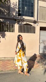 Zareen White & Mustard Printed Co-Ord Set