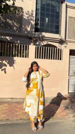 Zareen White & Mustard Printed Co-Ord Set - Image 5