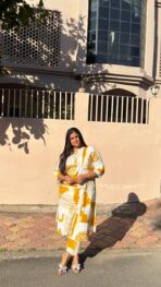 Zareen White & Mustard Printed Co-Ord Set - Image 6