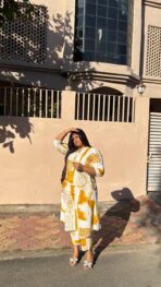 Zareen White & Mustard Printed Co-Ord Set - Image 7