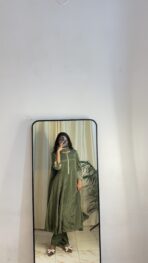 Zarmina Olive Green Anarkali Kurta Set - Image 3