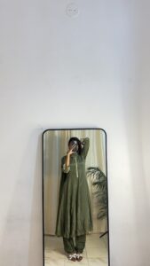 Zarmina Olive Green Anarkali Kurta Set