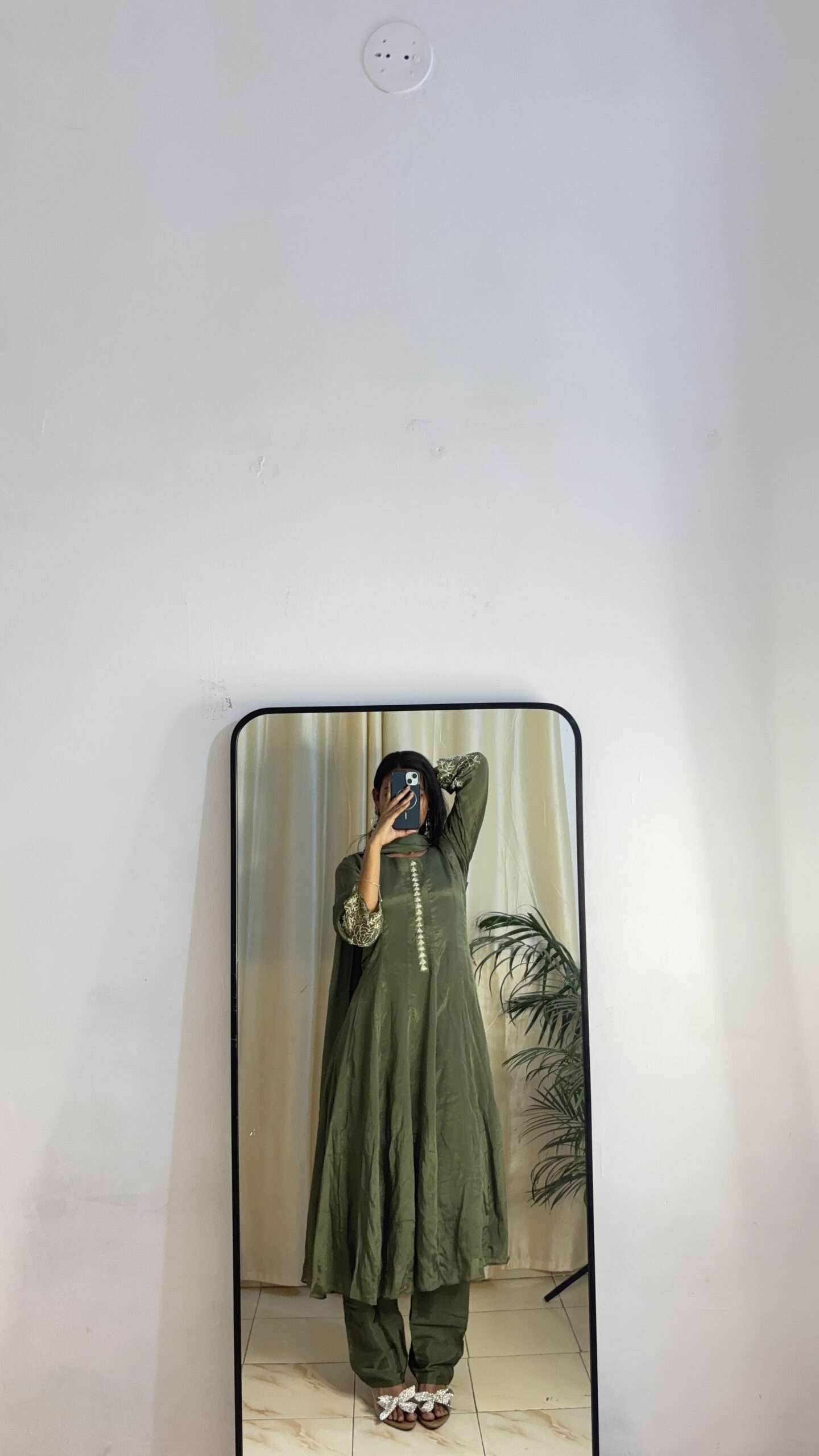 Zarmina Olive Green Anarkali Kurta Set