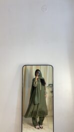 Zarmina Olive Green Anarkali Kurta Set - Image 8