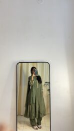 Zarmina Olive Green Anarkali Kurta Set - Image 7