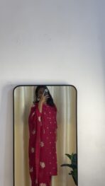 Mahira Crimson Ethnic Motif Printed Kurta with Matching Dupatta