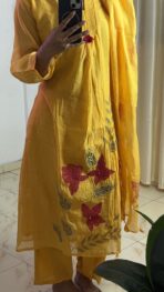 Saanjh Bright Yellow Festive Kurta with Dupatta - Image 4