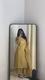 Sunehri Golden Mustard Straight Kurta Set - Image 2