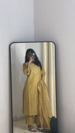 Sunehri Golden Mustard Straight Kurta Set