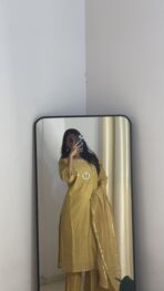 Sunehri Golden Mustard Straight Kurta Set - Image 4