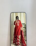 Rangrez Traditional Red Kurta Palazzo Set with Dupatta