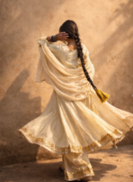 Noor Mahal Ivory Gold Anarkali Set